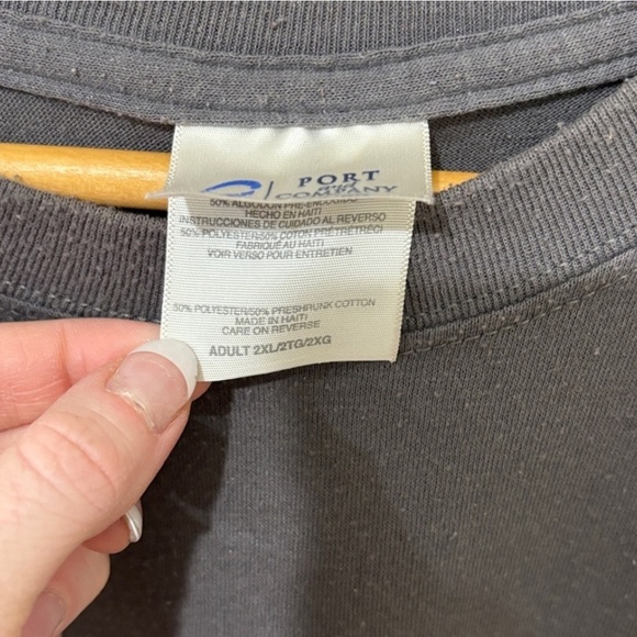 Port and Company Gray Shirt with Blue Graphic - Picture 3 of 3